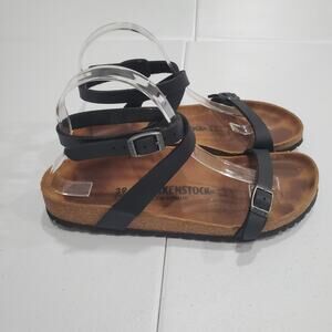 Birkenstock Sandals Womens Size 8 39 Black Daloa Ankle Strap Cork Footbed